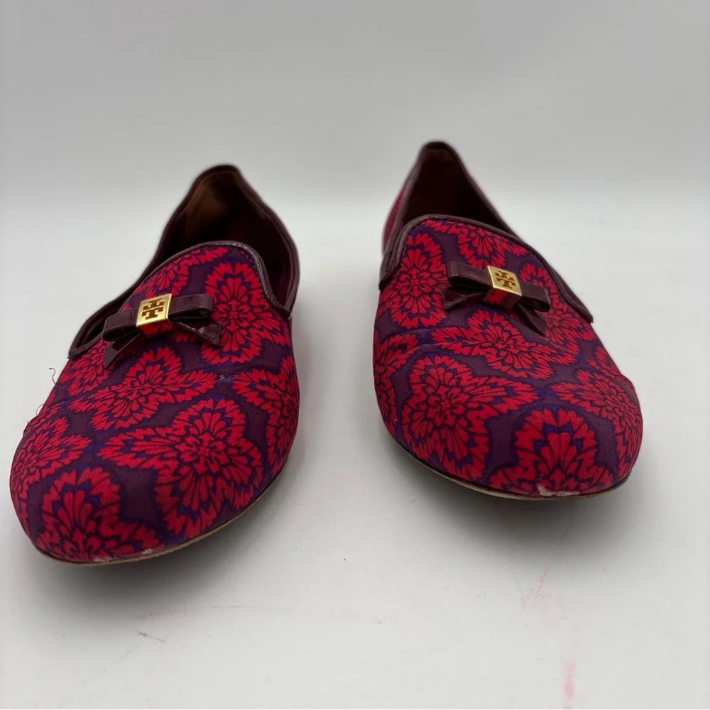 Tory Burch Red‎ and Purple Floral Loafers
